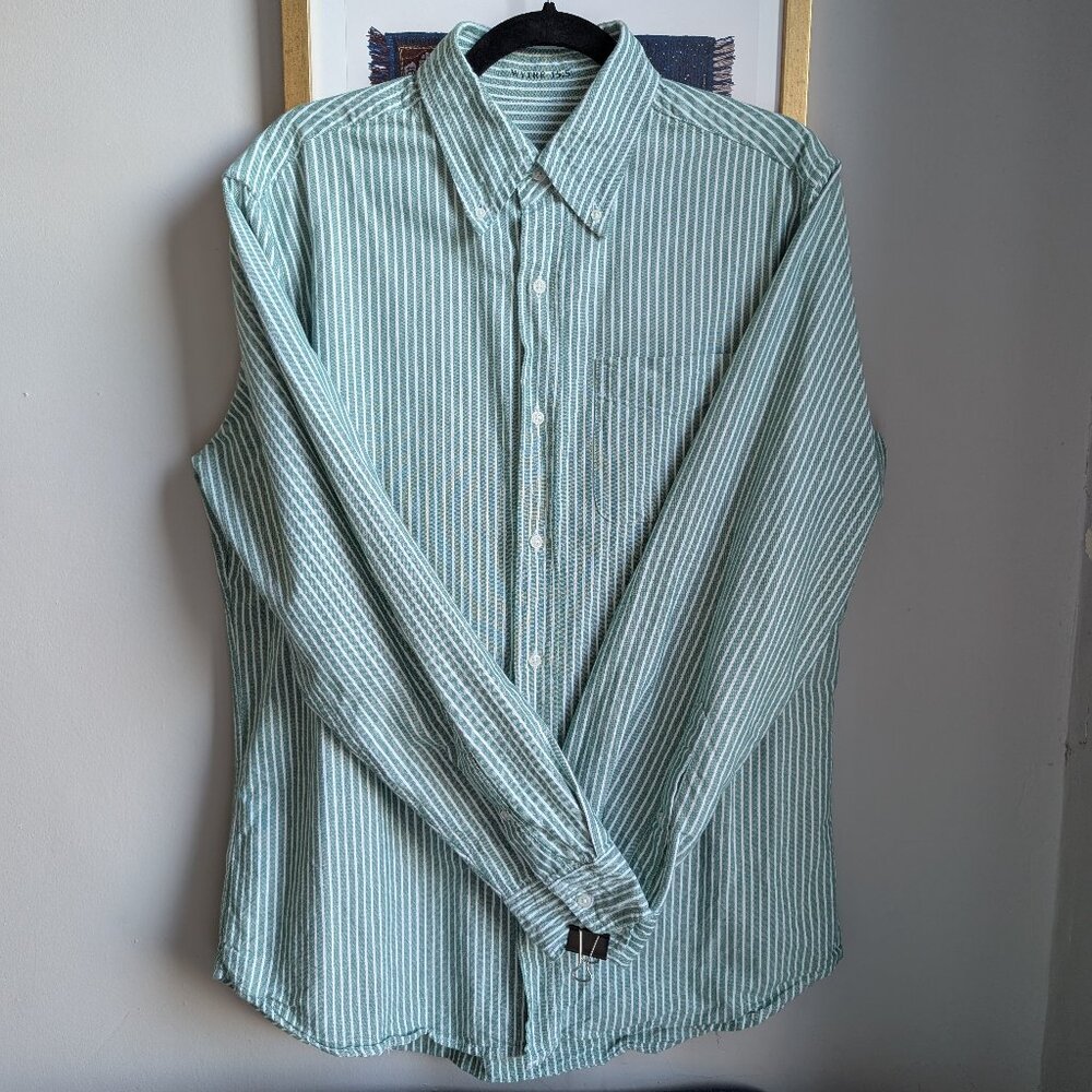 Wythe Oxford Cloth Button Down in Evergreen Stripe